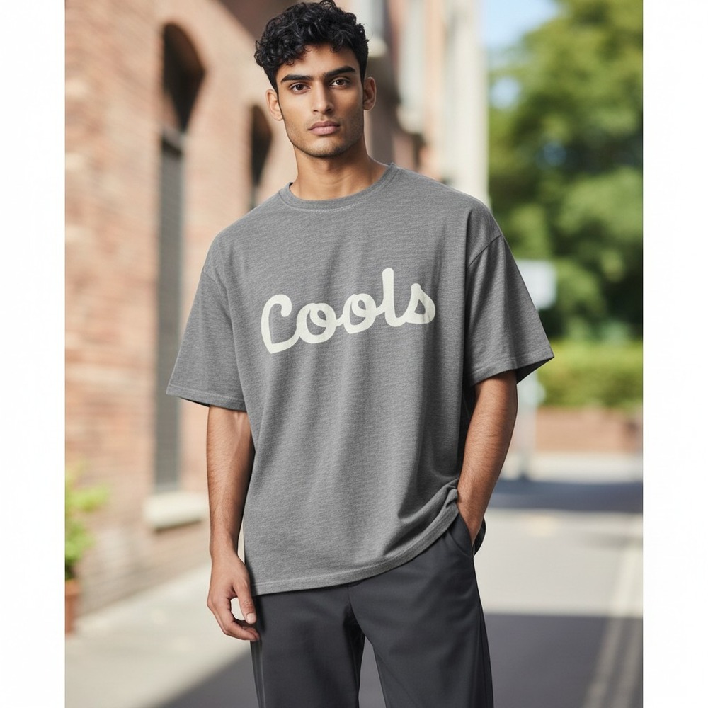 Barney Cools Mens Large Gray Short Sleeve Graphic Tee T-Shirt Cools Big Logo